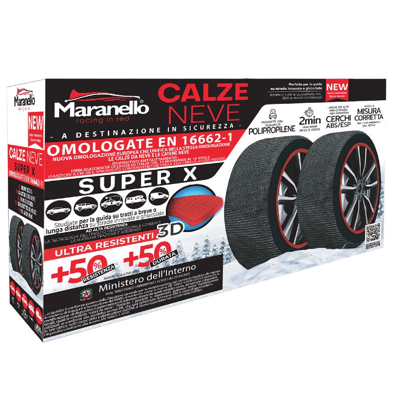 Calze Da Neve Omologate EN16662-1:2020 – 205/50-19 – Facili Da Montare, Equivalenti Alle Catene, Occupano Poco Spazio
